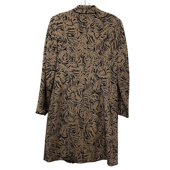 Due per Due 8 Vintage Silk Animal Print Longline Button Dress Coat Jacket Y6 - Picture 2 of 4